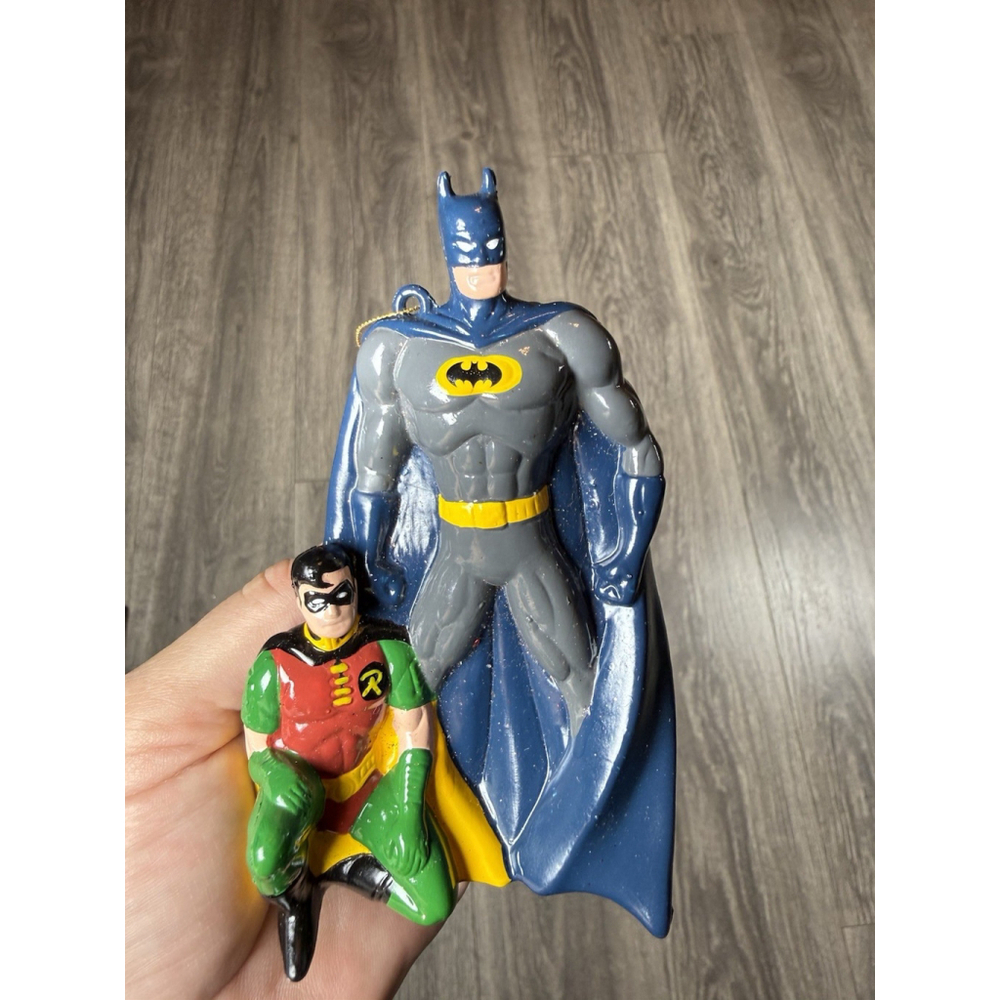 Vintage 2000 DC Comics "Batman & Robin" Christmas Ornament Decor Figure Holiday